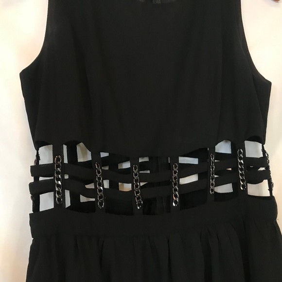 Xtaren Black Hollow Cutout Chain Waist Mini Dress size M - Picture 3 of 7